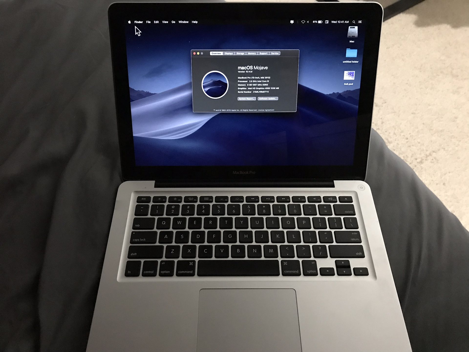 MacBook Pro 13-inch, Mid 2012 - 2.5 GHz intel Core i5 - 8GB ram