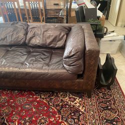 Custom Designed Sectional, Dark Brown Leather Couch