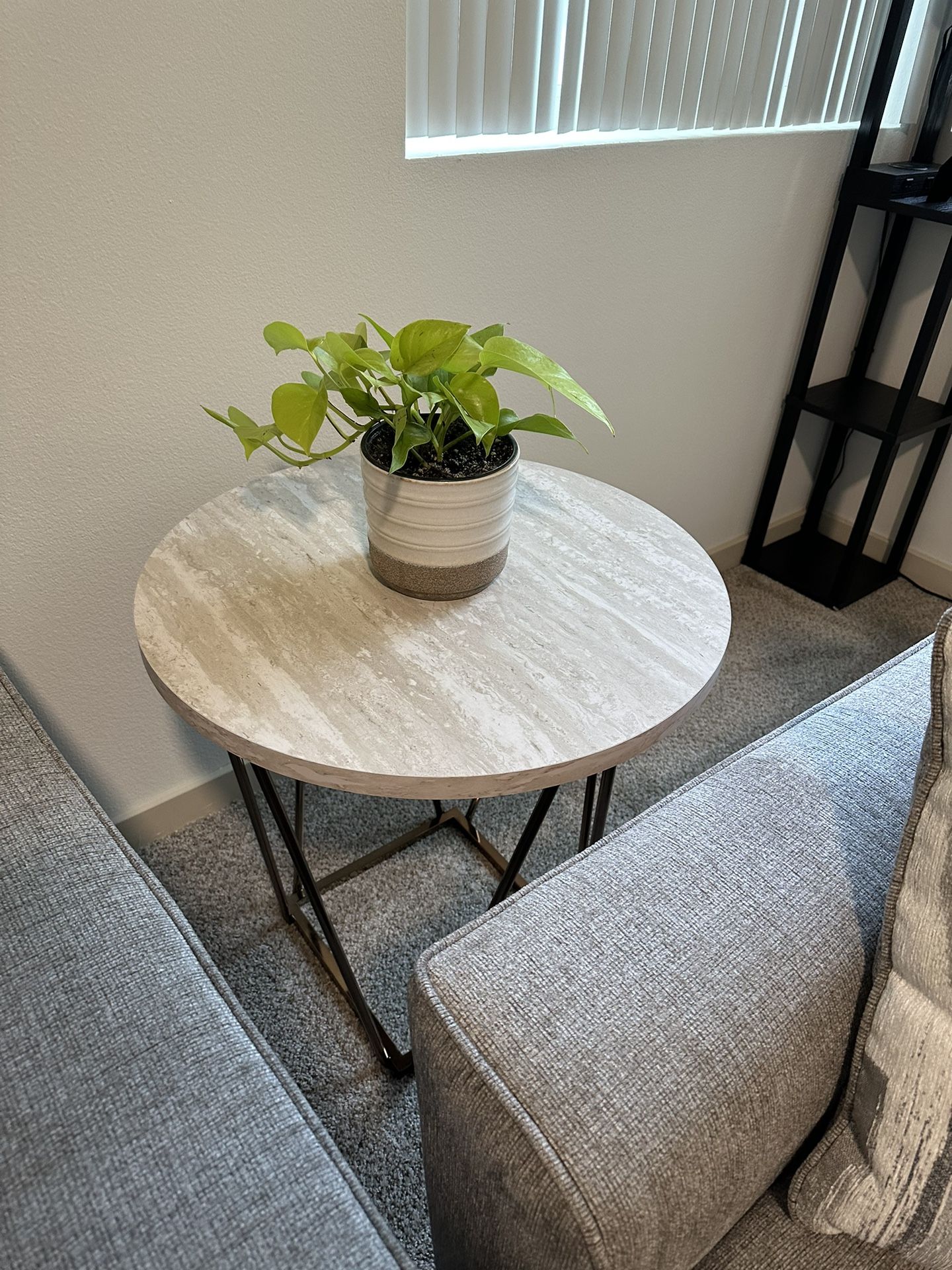 Gray silver end table with gold legs Home decor Coffee table End table Nightstand