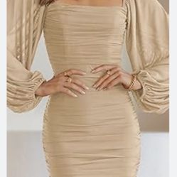 Mesh Dress Rushed Beige Nude