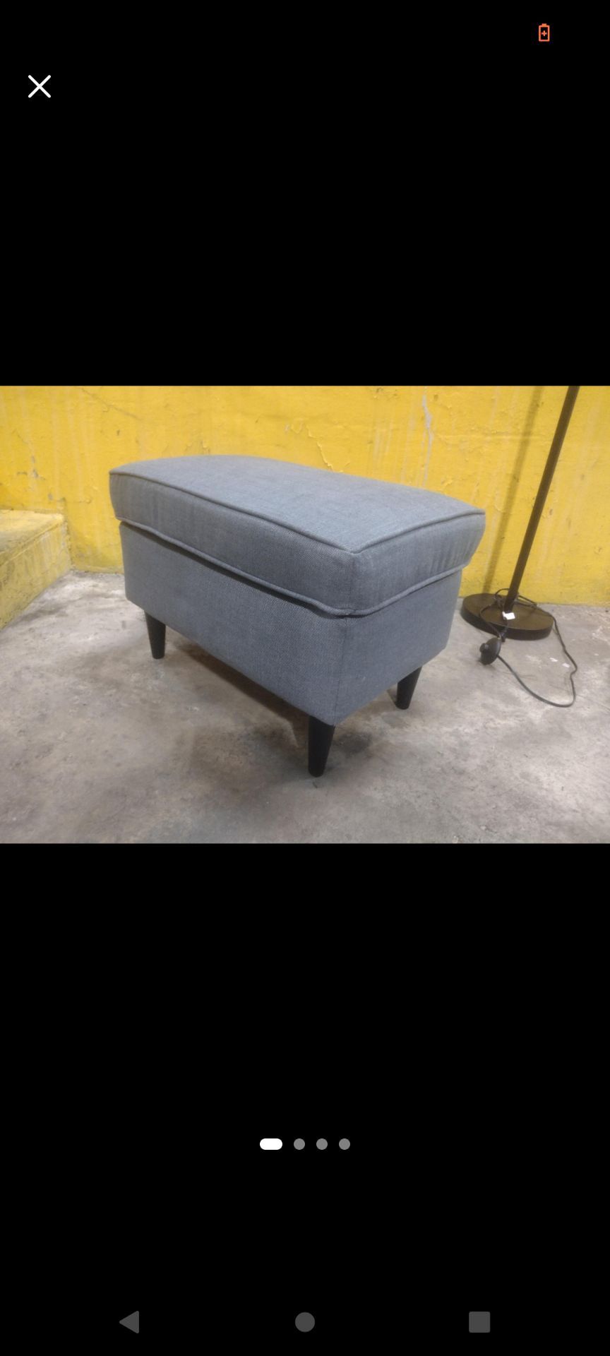 Strandmon Gray Upholstered Footstool Ottoman