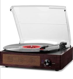 Cotsoco Vinyl Record Player Turntable with Built-in Bluetooth Receiver & 2 Stereo Speakers