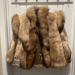 READ DESCRIPTION: Vintage Niki Genuine Red Fox Fur Jacket 14 Medium 