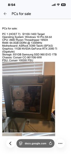 Powerful Gaming &  workstation PC - RTX  2080Ti /