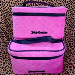Juicy Couture Pink And Black Velour Makeup Bag