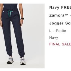 	 Navy FREEx™ Lined Zamora™ - Petite Jogger Scrub Pants