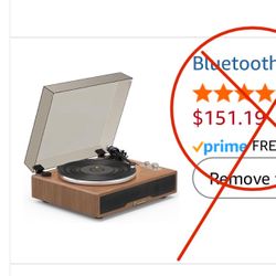 New! Bluetooth Vinyl Record Player with Built-in Speakers, Wohome Belt-Driven Hi-Fi Vintage Turntable with Magnetic Cartridge, RCA Line Out