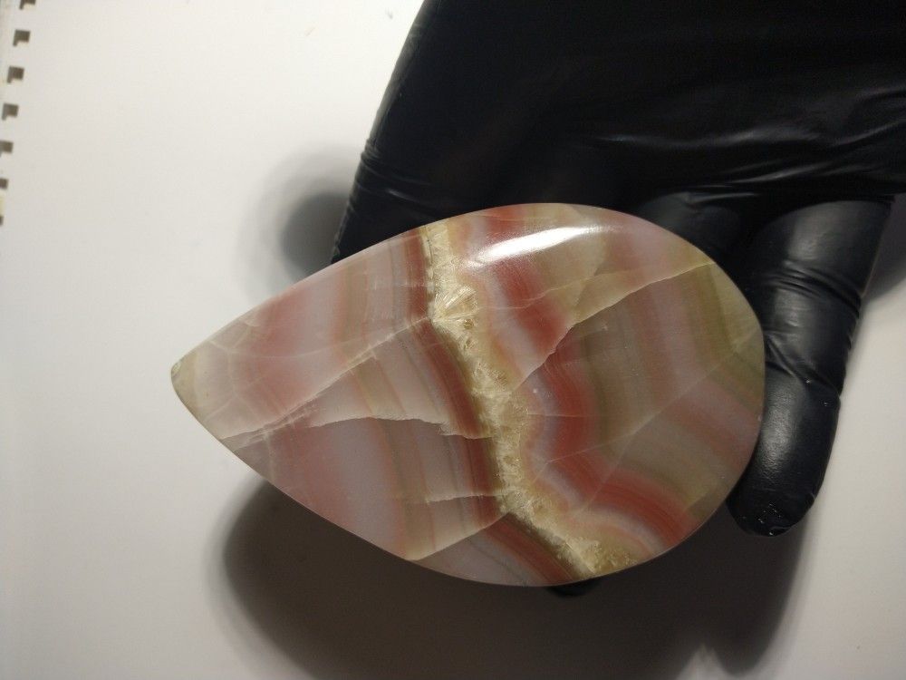 Pink Banded Onyx Flame Sculpture 