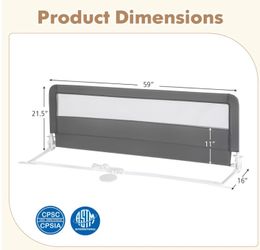 Bed Rail for Toddlers, 2 PCS Extra Long Folding Bed Rails for Baby (59-Inch, Gray)