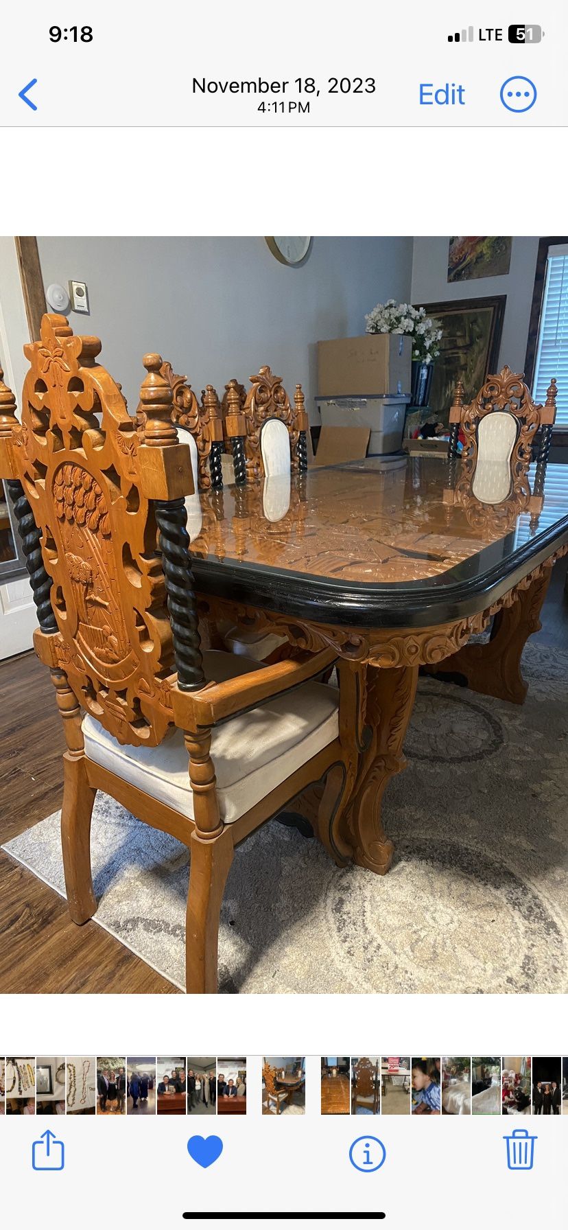 Hand Carved Filipino Dining Set