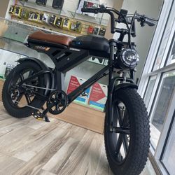 Brown Leather Seat Cruiser Electric Bike Fat Tire 32MPH Ebike Finance It Today No Credit Needed! $40 Down To Take It!