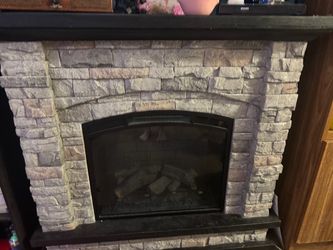 Electric Fireplace with Stone Surround Mantel