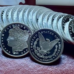 Roll of 20 silver 1 oz .999 Rounds - By Sunshine Minting Morgan Dollar Design SI Mark