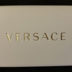Versace Eyeglass/Sunglass Hard Clamshell Case White Faux Leather with Gold Logo