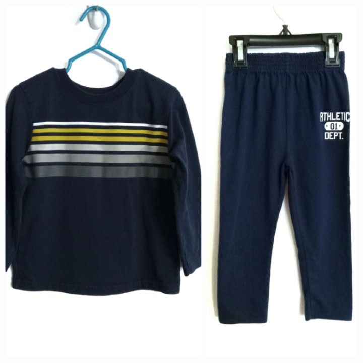 Garanimals boy's navy blue long sleeve t shirt and pants size 3T