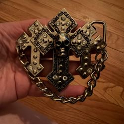 Skull Cross Chain belt Buckle