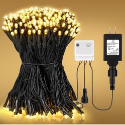 400 Warm White LED Christmas Lights 143.7ft Warm Outdoor Waterproof, Plug in Indoor Christmas Lights with 8 Modes & Timer Memory, Twinkle for Tree, Xm