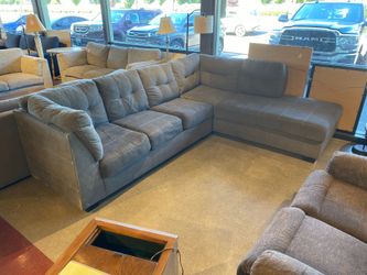ASHLEY FURNITURE Sectional in Grey with White Threading