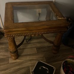 Brown/wooden/Glass Side table