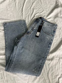 New Men’s Rhinestone Straight Jeans