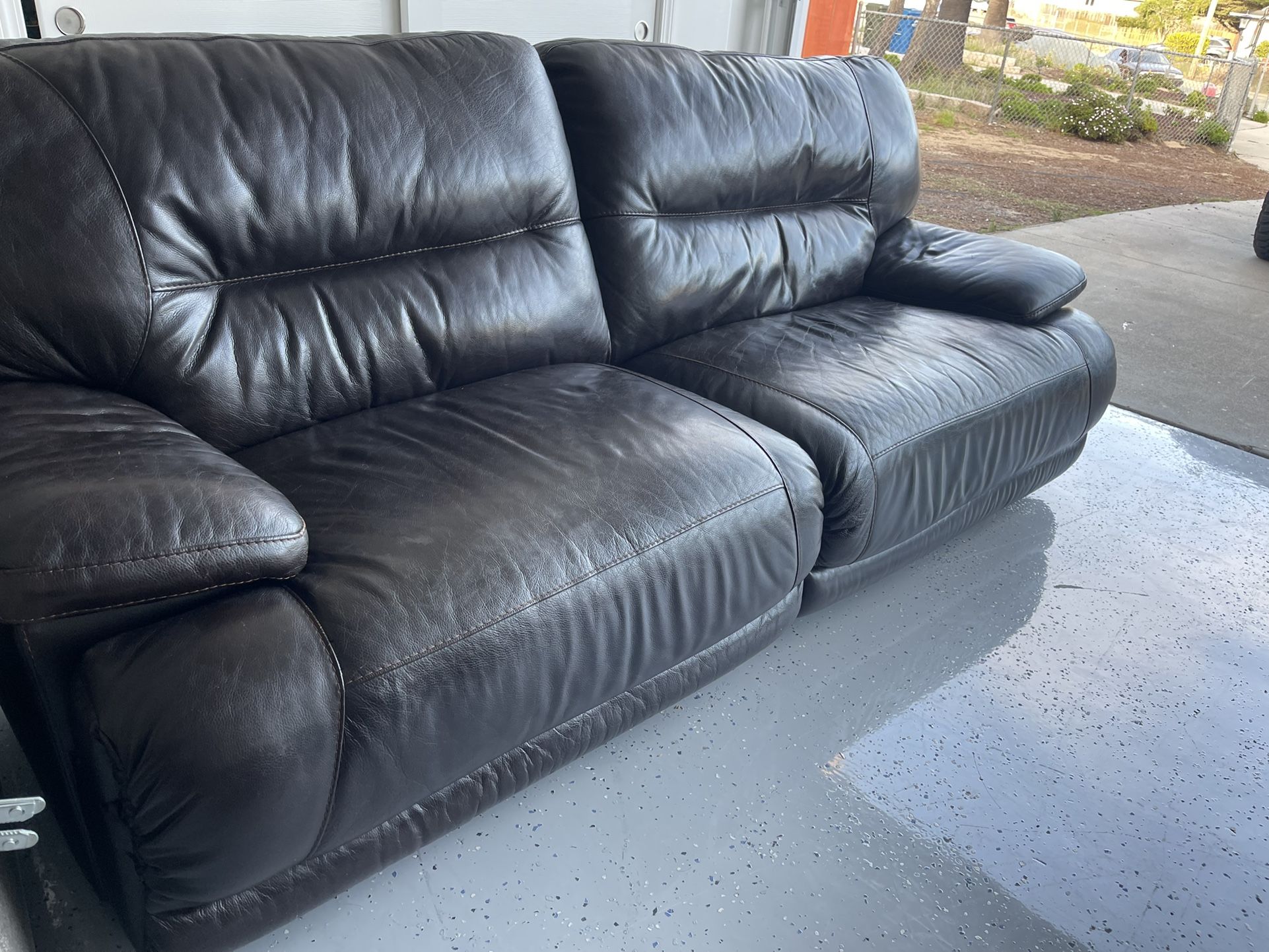 Leather Electric Reclining Couch Oversized
