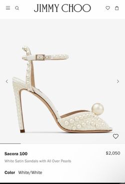 Jimmy Choo Sacora 100 Pearl Heels – Size 38 (US 7.5–8) – Ivory/White