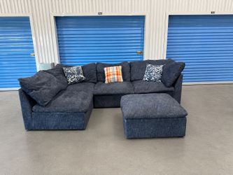 Large navy blue modular couch free delivery