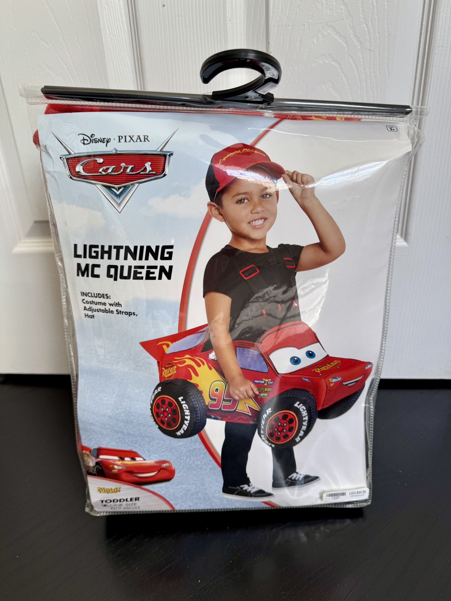 NEW Toddler Cars Lightning McQueen Ride-Along Costume & Plush Treat Bucket