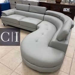 New Gray Sectional Sofa Couch 