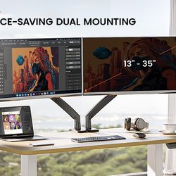 ErGear Dual Monitor Stand Mount, Ultrawide 13-35 Inch Height Adjustable Computer Screen Gas Spring Monitor Arm Desk Mount Full Motion
