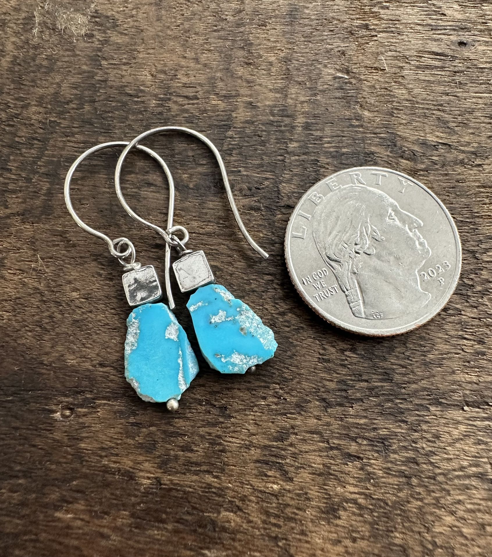 Sleeping Beauty, American Turquoise And Sterling Silver Earrings