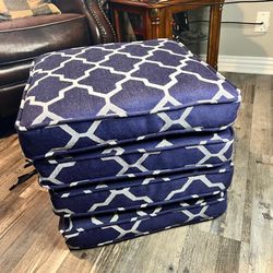 blue white patterned allen + roth seat cushion