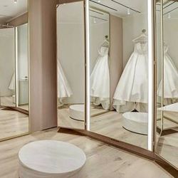 Trifold Brass Mirror With Lights