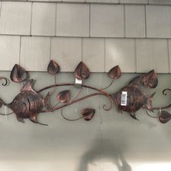 Metal Swag With Fish. 40" X 12"