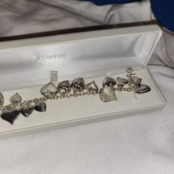 Heart Bracelet Silver Charms 