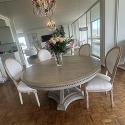 French dining table and five chairs