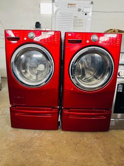 LG Front Load Washer and Dryer Set Red