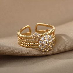 Circle Crystal Adjustable Ring