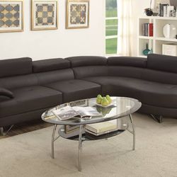 Brand New Espresso Leather Sectional Sofa