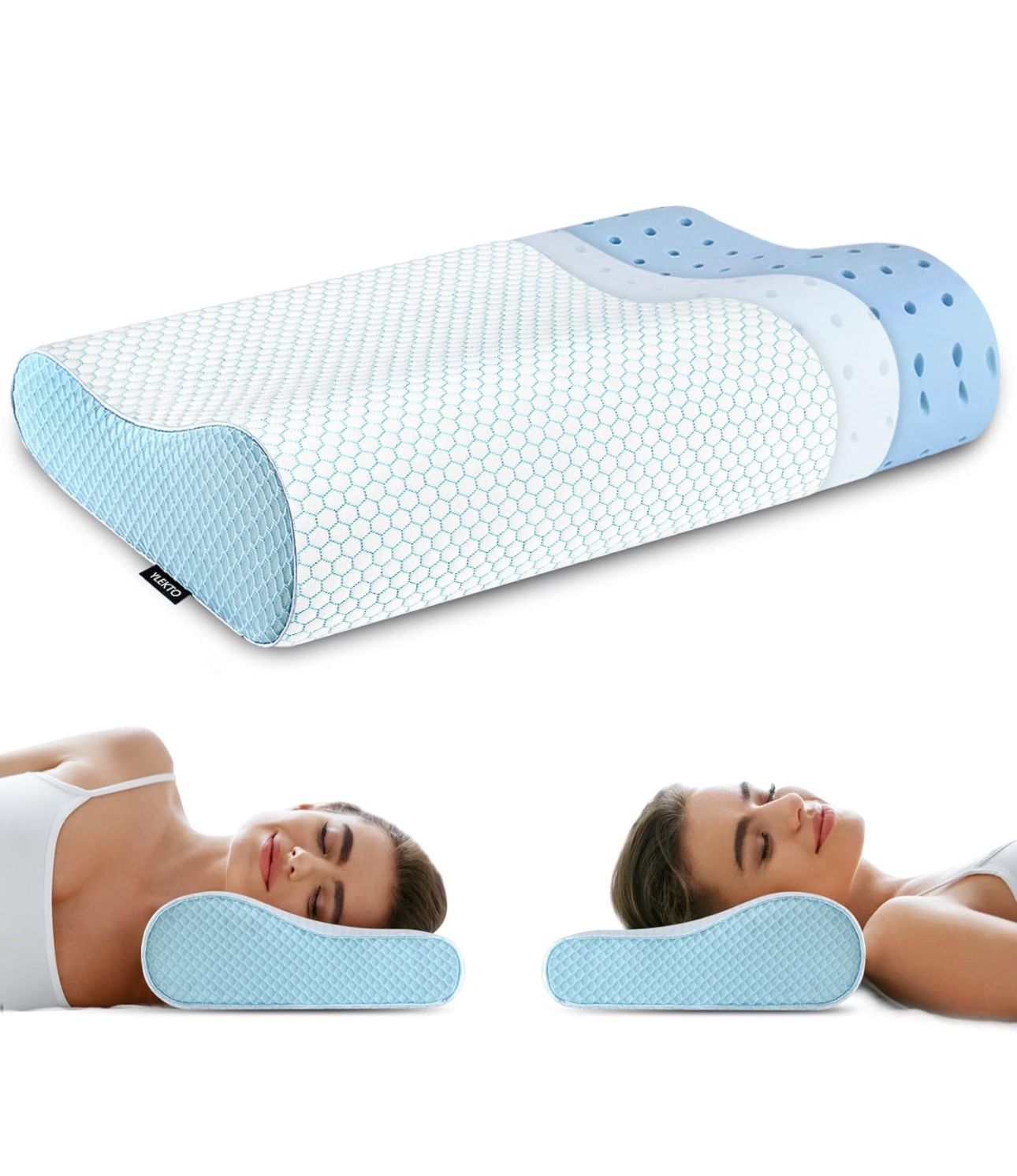 Memory Foam Pillows Neck Pillow for Sleeping, Ergonomic Cervical Pillow Bed Pillow for Side Back Stomach Sleeper, Orthopedic Contour Pillow for Neck a