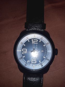 Tommy Hilfiger watch black leather mens