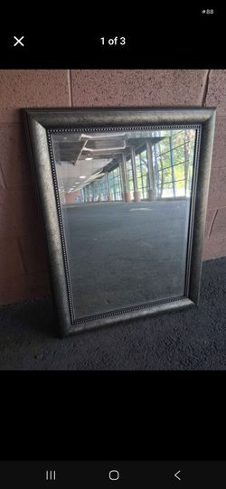 Framed Wall Mirror with Beaded Detail