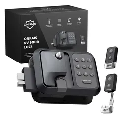 ONNAIS Full Metal RV Keyless Entry Door Lock with Password & Remote, Trailer & Camper Door Lock Replacement, Versatile Latch for RVs.