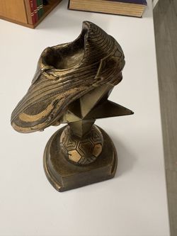 Vintage Soccer Shoe and Ball Trophy Gold Resin Engravable