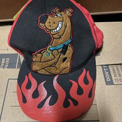Vintage Scooby Doo Ruh Roh Red Balck Flames 90s VTG Cartoon Hat Cap Scooby-Doo 