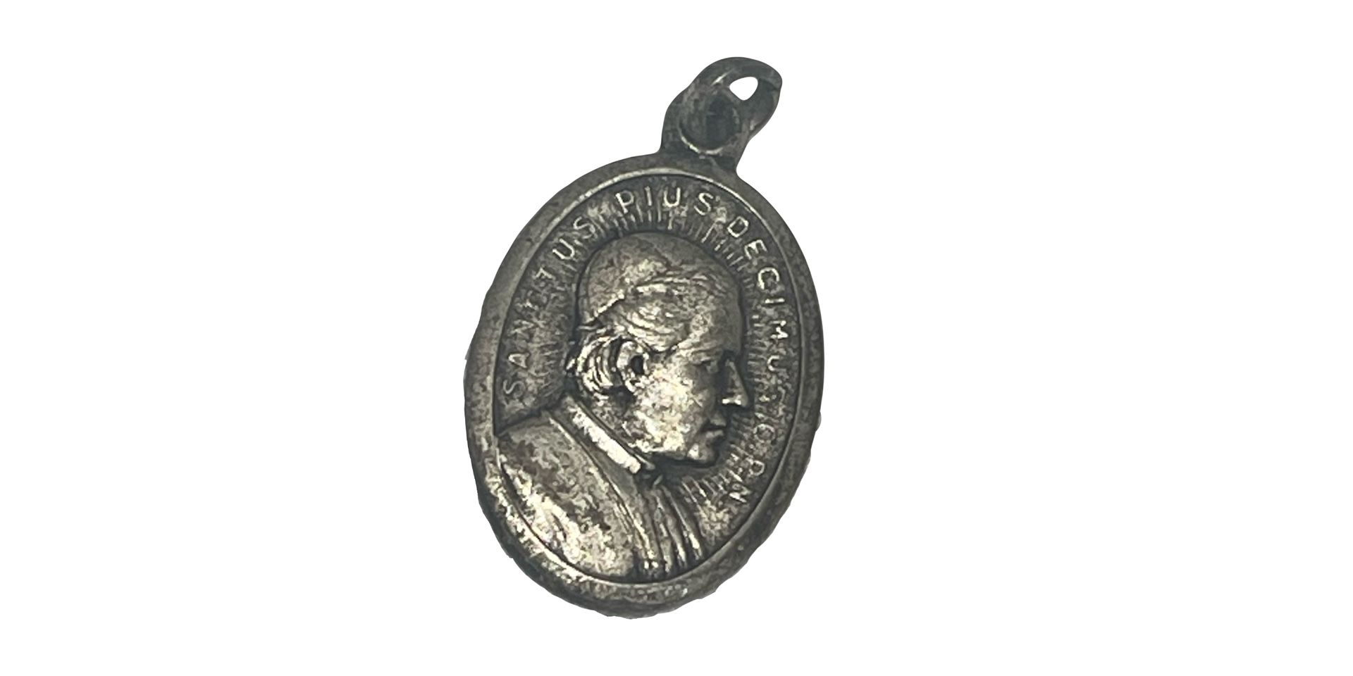 Vintage Catholic Pope Pius X Silver  Tone Religious Medal