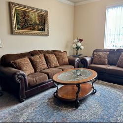 Ashley’s brown sofa and loveseat