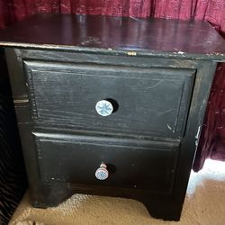 2 Drawer Heavy Wood End Table 