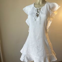 New Tavik White Lace-up Cute Dress
