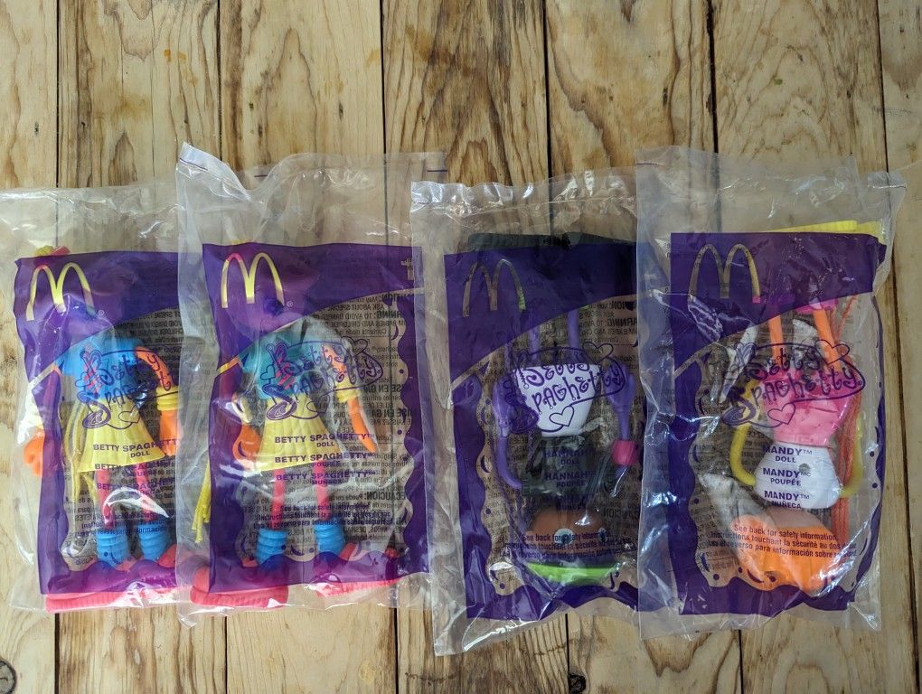 Mcdonalds Happy Meal Toys Betty Spaghetty Dolls 1, 2, and 3 Sealed 2003